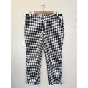 Talbots Chatham Ankle Pant Womens Size 14 Petite Black White Houndstooth Print